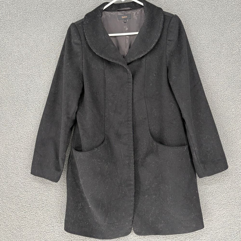 Quince Black Italian Wool Blend Shawl Collar Coat Size S Lanificio Nello Gori